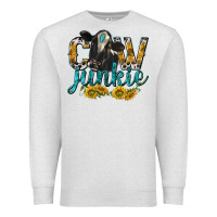 Oatmeal Heather Cow Junkie with Cow Premium Sweatshirt - texasbilliewilder