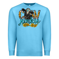 Ocean Blue Cow Junkie with Cow Premium Sweatshirt - texasbilliewilder