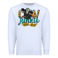 White Cow Junkie with Cow Premium Sweatshirt - texasbilliewilder