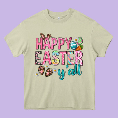 Happy Easter Y'all Heavy Core Tee Designed By Neo Western