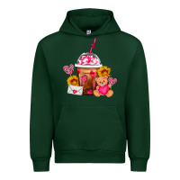 Forest Green Valentines Day Frappe Coffee Urban Hoodie - FaDigitalArtStudio
