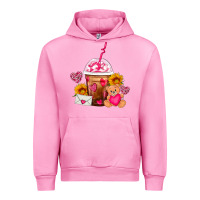 Fuchsia Pink Valentines Day Frappe Coffee Urban Hoodie - FaDigitalArtStudio