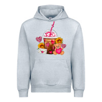 Heather Grey Valentines Day Frappe Coffee Urban Hoodie - FaDigitalArtStudio
