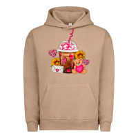 Pigment Burro Valentines Day Frappe Coffee Urban Hoodie - FaDigitalArtStudio