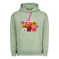 Pigment Oil Green Valentines Day Frappe Coffee Urban Hoodie - FaDigitalArtStudio
