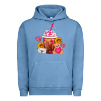 Pigment Pebble Blue Valentines Day Frappe Coffee Urban Hoodie - FaDigitalArtStudio