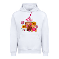 White Valentines Day Frappe Coffee Urban Hoodie - FaDigitalArtStudio