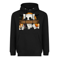 Black Personalized Halloween Ghost Cat Heavyweight Hoodie - texasbilliewilder
