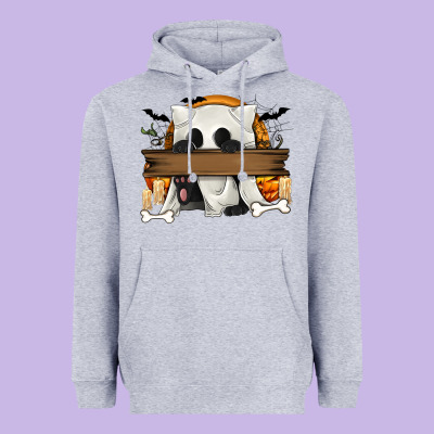 Personalized Halloween Ghost Cat Heavyweight Hoodie Designed By Texasbilliewilder