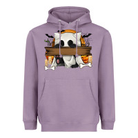 Lavender Personalized Halloween Ghost Cat Heavyweight Hoodie - texasbilliewilder