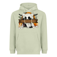 Matcha Personalized Halloween Ghost Cat Heavyweight Hoodie - texasbilliewilder