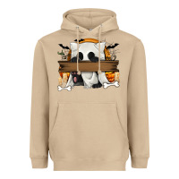 Mushroom Personalized Halloween Ghost Cat Heavyweight Hoodie - texasbilliewilder