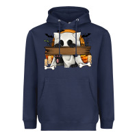 Navy Personalized Halloween Ghost Cat Heavyweight Hoodie - texasbilliewilder