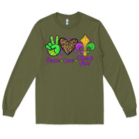 Army Green peace love mardi gras Long Sleeve Tee - JahusDesignShop