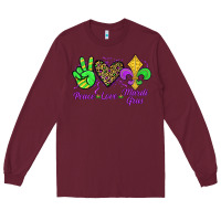 Burgundy peace love mardi gras Long Sleeve Tee - JahusDesignShop