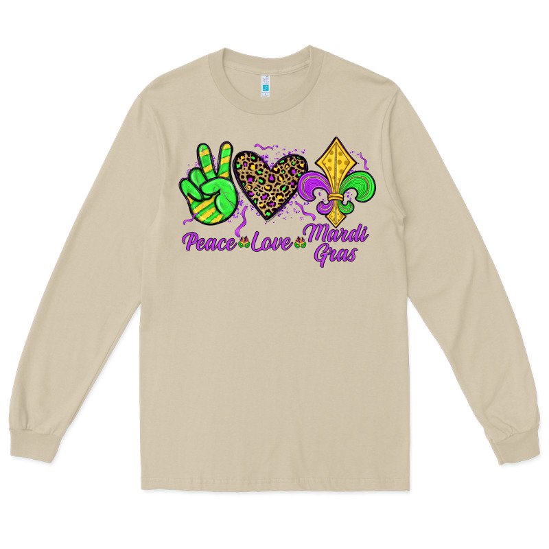 Peace Love Mardi Gras Long Sleeve Tee by JahusDesignShop | Teevron