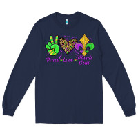 Navy peace love mardi gras Long Sleeve Tee - JahusDesignShop