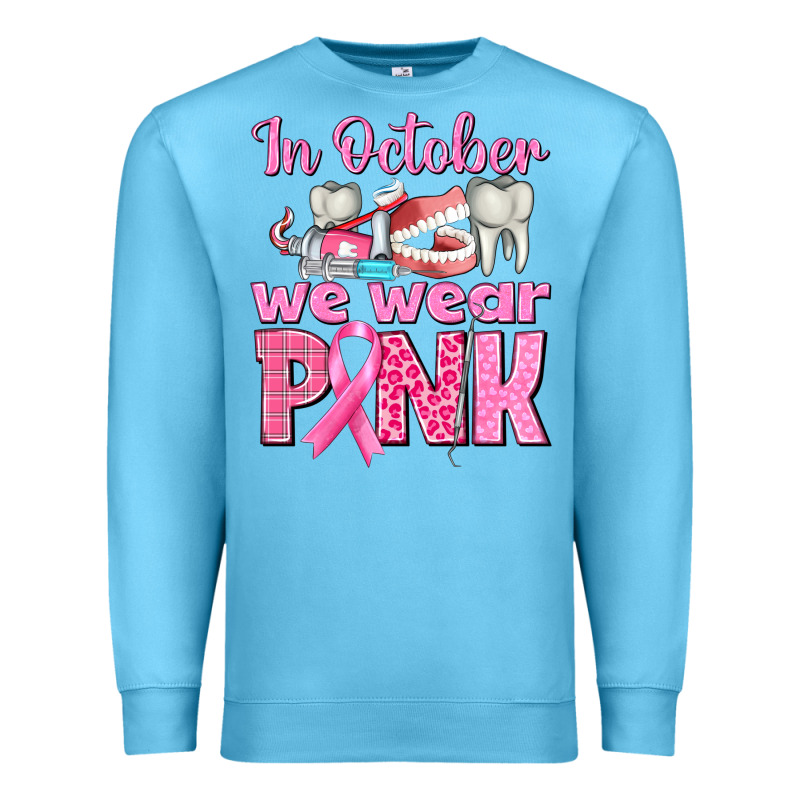 In October We Wear Pink Breast Cancer Awareness Premium Sweatshirt by texasbilliewilder | Teevron