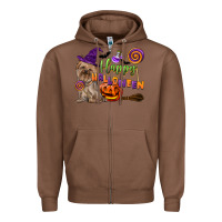 Chestnut Happy Halloween With Yorkshire Terrier Dog Zipper Hoodie - LillyAllenDesigns