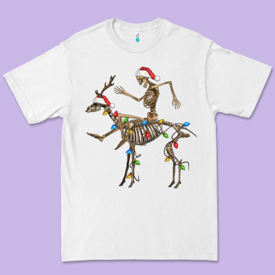 Skeleton Deer Santa Premium Tee Designed By Fadigitalartstudio