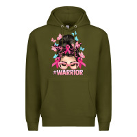 Army Green Warrior Cancer messy bun Cancer Awareness Premium Hoodie - HowdyJamesFarm