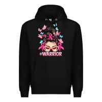 Black Warrior Cancer messy bun Cancer Awareness Premium Hoodie - HowdyJamesFarm