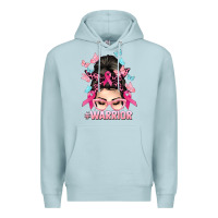 Blue Mist Warrior Cancer messy bun Cancer Awareness Premium Hoodie - HowdyJamesFarm