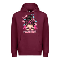 Burgundy Warrior Cancer messy bun Cancer Awareness Premium Hoodie - HowdyJamesFarm