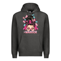 Charcoal Heather Warrior Cancer messy bun Cancer Awareness Premium Hoodie - HowdyJamesFarm