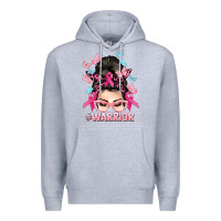 Heather Grey Warrior Cancer messy bun Cancer Awareness Premium Hoodie - HowdyJamesFarm