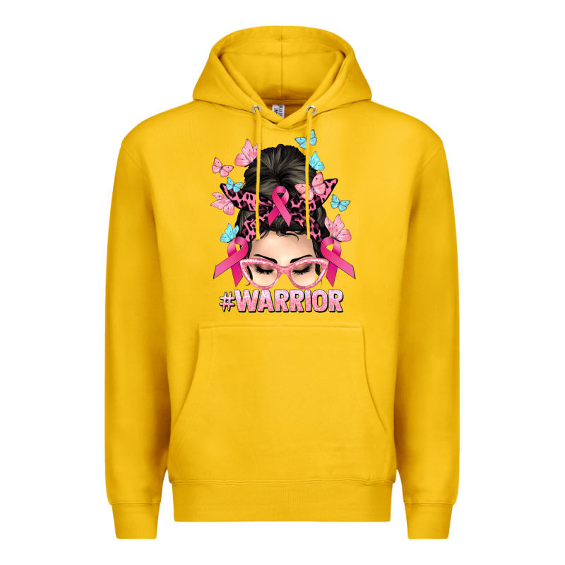 Warrior Cancer Messy Bun Cancer Awareness Premium Hoodie by HowdyJamesFarm | Teevron