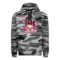Slate Camo Warrior Cancer messy bun Cancer Awareness Premium Hoodie - HowdyJamesFarm