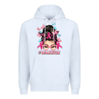 White Warrior Cancer messy bun Cancer Awareness Premium Hoodie - HowdyJamesFarm