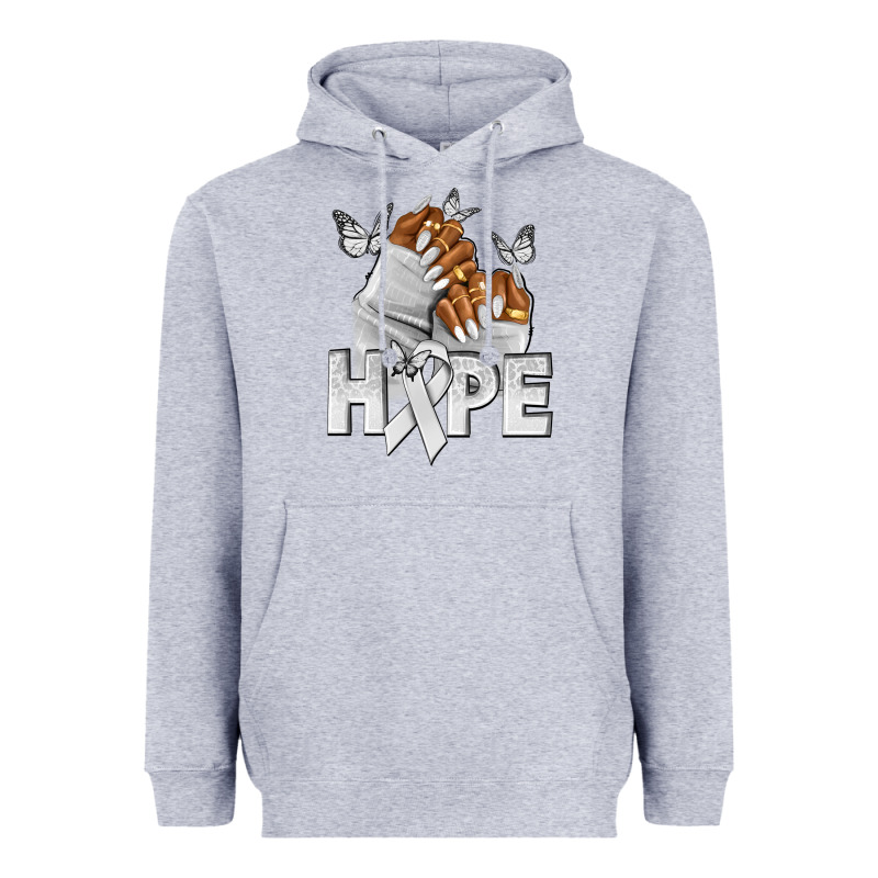 Hope White Ribbon Lung Cancer Nails Heavyweight Hoodie by NancyCooperArtShop | Teevron
