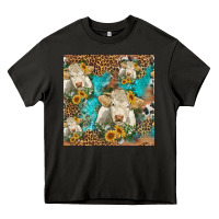 Asphalt sunflowers charolais cow seamless pattern Heavy Core Tee - HRA Design Shop