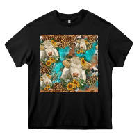 Black sunflowers charolais cow seamless pattern Heavy Core Tee - HRA Design Shop