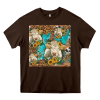 Chocolate Brown sunflowers charolais cow seamless pattern Heavy Core Tee - HRA Design Shop