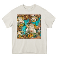 Cream sunflowers charolais cow seamless pattern Heavy Core Tee - HRA Design Shop