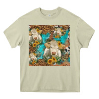 Mossy sunflowers charolais cow seamless pattern Heavy Core Tee - HRA Design Shop