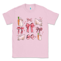 Bubblegum Pink pink ribbons with rabbits Classic Tee - MaliasSmallBusiness