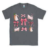 Charcoal Heather pink ribbons with rabbits Classic Tee - MaliasSmallBusiness