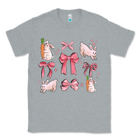 Heather Grey pink ribbons with rabbits Classic Tee - MaliasSmallBusiness