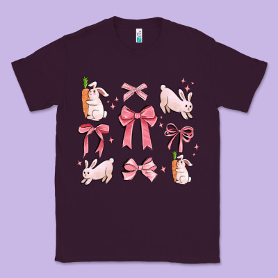 Pink Ribbons With Rabbits Classic Tee Designed By Maliassmallbusiness