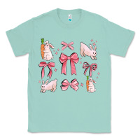 Seafoam pink ribbons with rabbits Classic Tee - MaliasSmallBusiness