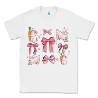 White pink ribbons with rabbits Classic Tee - MaliasSmallBusiness