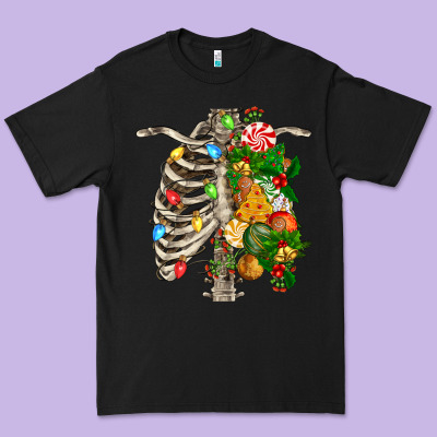 Skeleton Chest Christmas Premium Tee Designed By Fadigitalartstudio