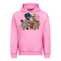Fuchsia Pink Skeleton couple Valentine's Day Urban Hoodie - FaDigitalArtStudio
