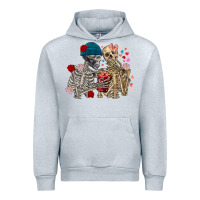 Heather Grey Skeleton couple Valentine's Day Urban Hoodie - FaDigitalArtStudio