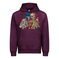 Mauve Wine Skeleton couple Valentine's Day Urban Hoodie - FaDigitalArtStudio