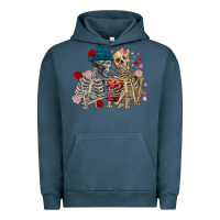 Pigment Midnight Navy Skeleton couple Valentine's Day Urban Hoodie - FaDigitalArtStudio